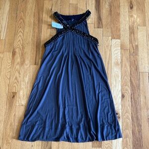 Women Express gray criss cross beaded sleeveless dress size M - NWT